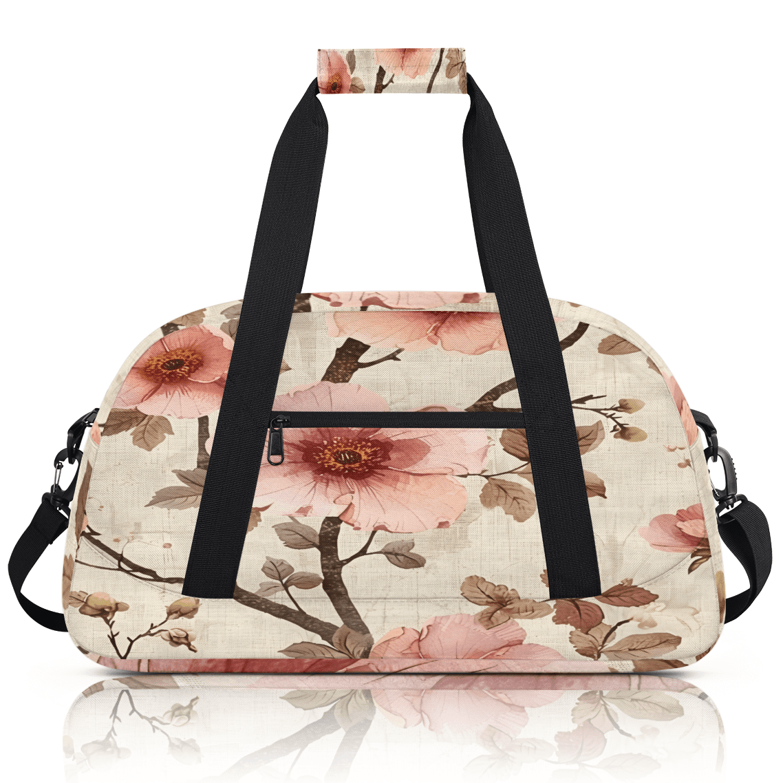 Herdesigns Vintage Sports Duffle Bag for Women & Men, Floral Gym Bag Dance Bag Overnight Bag Carry On Weekender Travel Bag