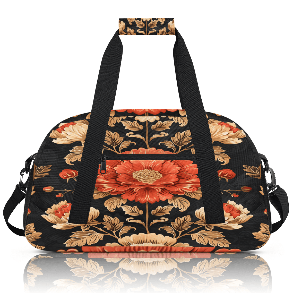 Herdesigns Vintage Sports Duffle Bag for Women & Men, Floral Gym Bag Dance Bag Overnight Bag Carry On Weekender Travel Bag