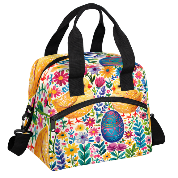 Herdesigns Watercolor Chicken Hen Insulated Lunch Bag for Women Men Adults Large Reusable Lunch Box Rustic Farmhouse Leakproof Cooler Tote Bags with Adjustable Shoulder Strap