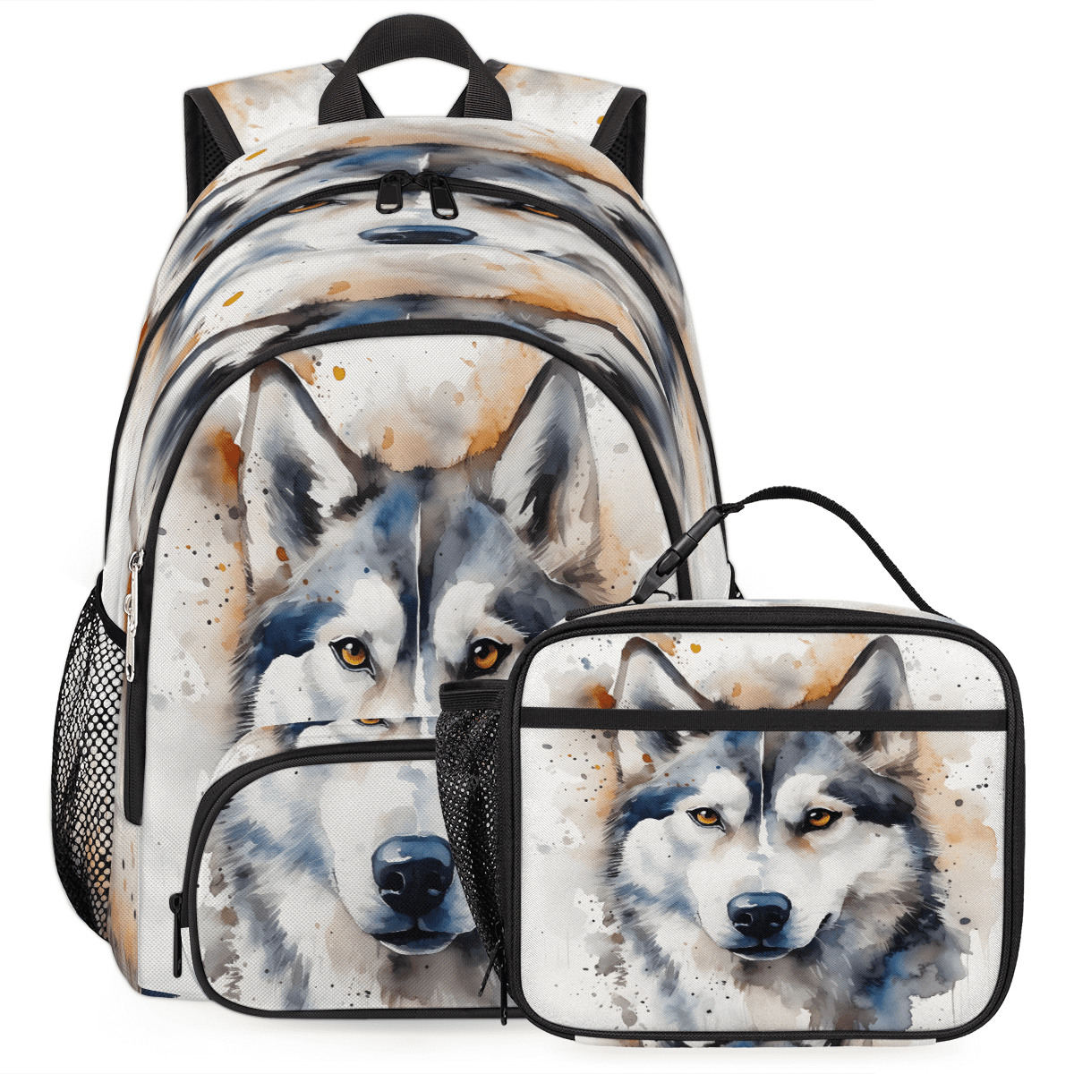 Herdesigns Watercolor Dog Backpack with Lunch Box Dog Theme Lightweight ...