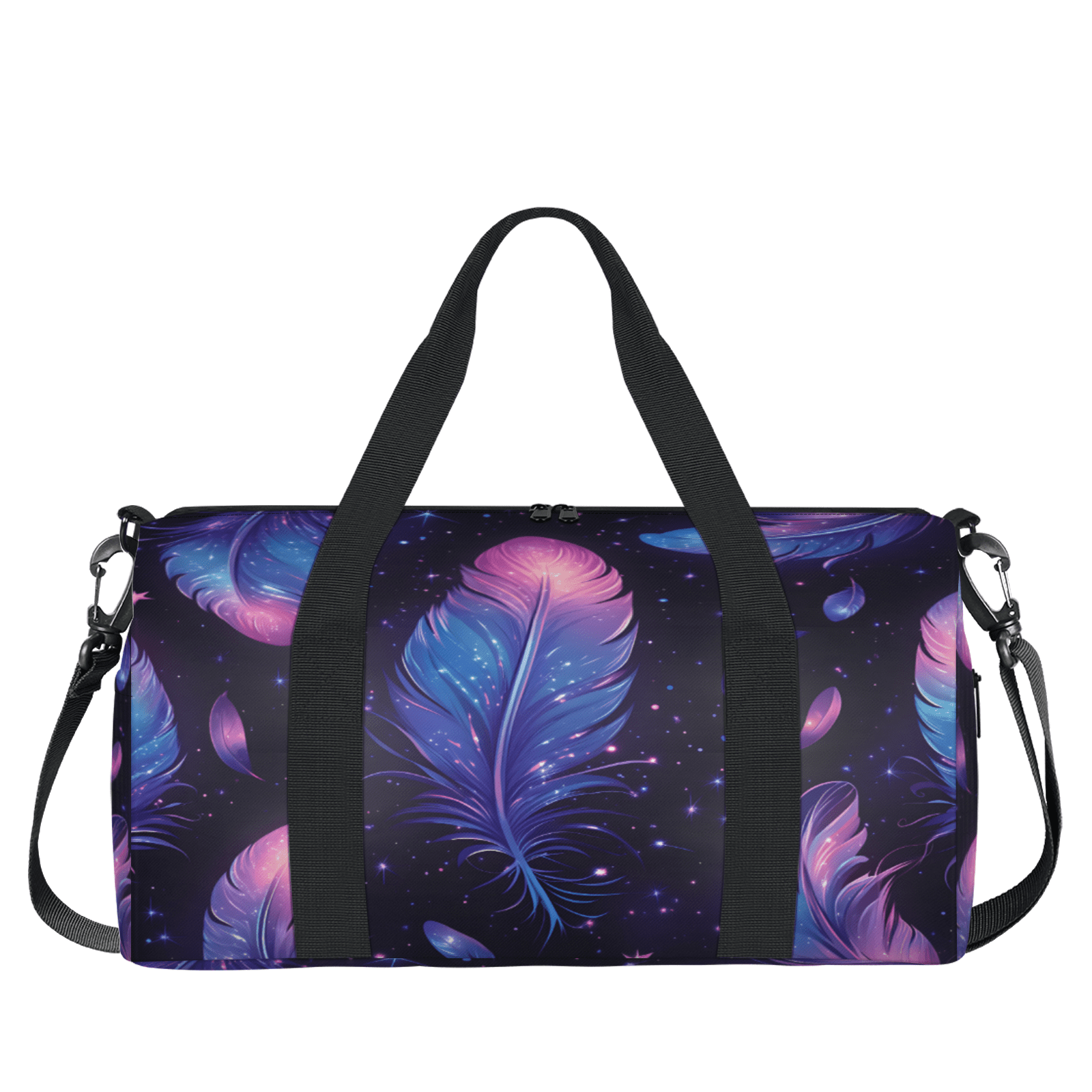 Herdesigns Watercolor Feather Gym Bag for Women, Duffle Bag for Travel Sport, Lightweight Waterproof Carry on Weekender Dance Yoga Workout Bags