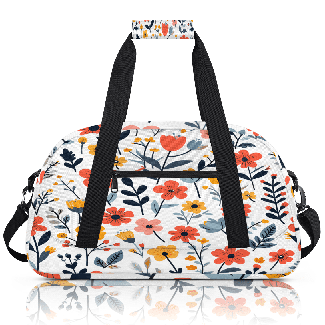 Herdesigns Watercolor Floral Sports Duffle Bag for Women & Men, Flowers Gym Bag Dance Bag Overnight Bag Carry On Weekender Travel Bag