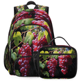 thumbnail image 1 of Herdesigns Watercolor Grapes Backpack with Lunch Box Fruit Lightweight Large Travel Work Laptop Backpacks Set Casual Daypacks, 1 of 8