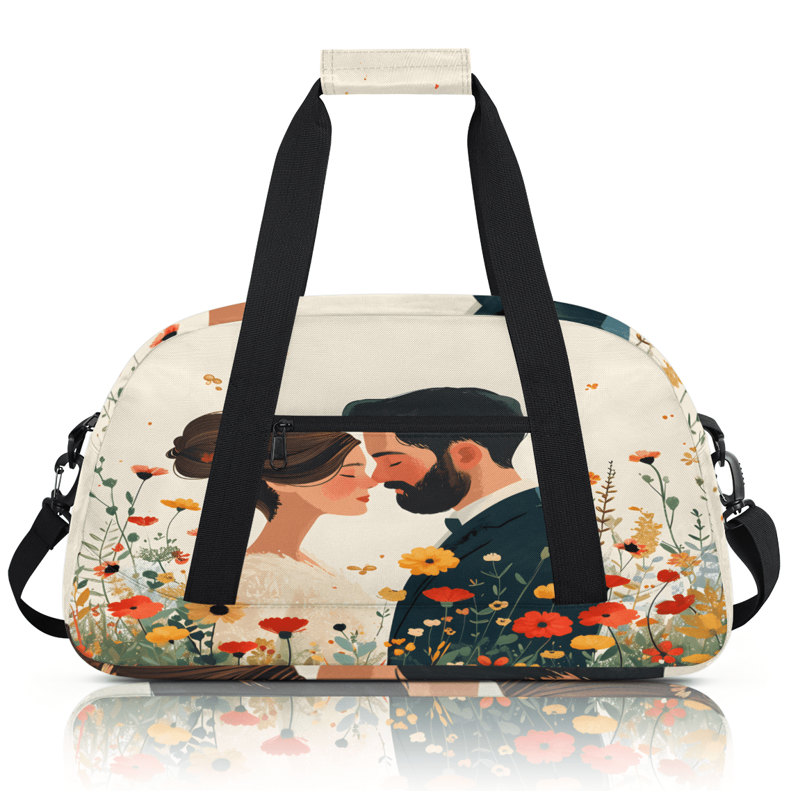 Herdesigns Wedding Theme Sports Duffle Bag for Women & Men, Lovers Couple Gym Bag Dance Bag Overnight Bag Carry On Weekender Travel Bag