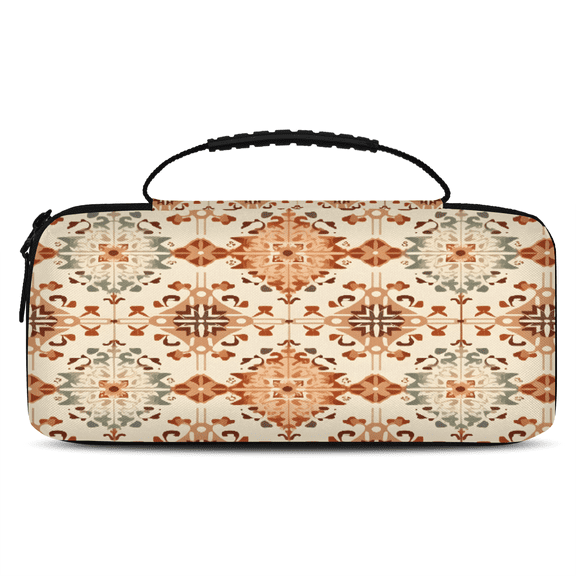 Herdesigns Western Aztec Carry Case Compatible with Nintendo Switch 2017 & Oled 2021, with 20 Game Card Slots, Boho Geometric Portable Travel Carrying Case Pouch for Accessories & Games