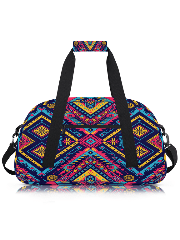 Western Aztec Duffle Bag for Women & Men, Colorful Gym Bag Dance Bag Overnight Bag Carry On Weekender Travel Bag