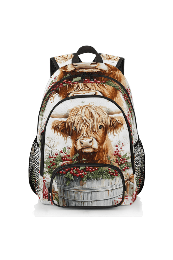 Western Cow Laptop Backpack 18.3 Inch Travel Backpack for Women Men, Highland Cow Work Computer Backpacks Large Teacher Nurse Bag Casual Daypack