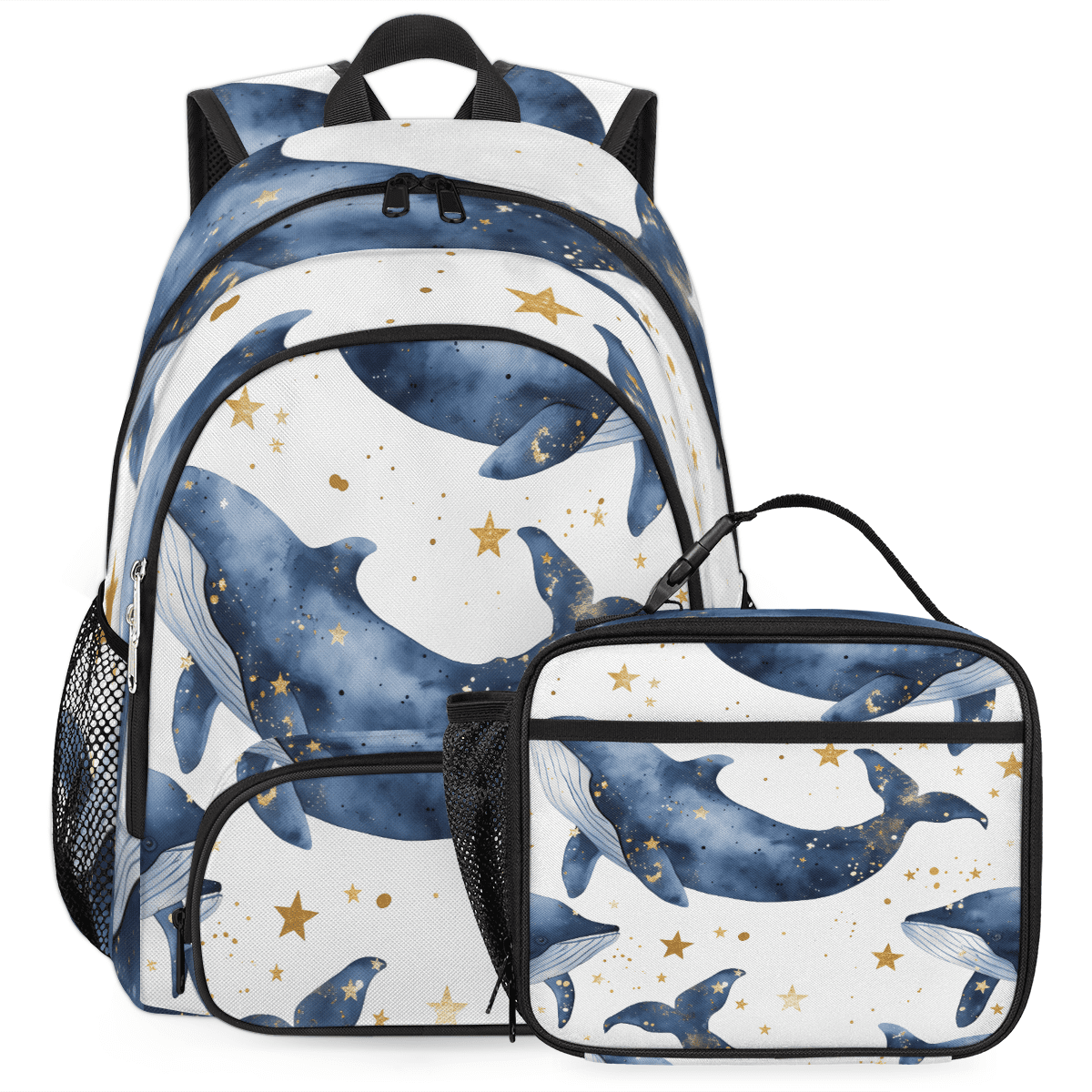 Herdesigns Whale Backpack with Lunch Box Ocean Cute Fish Animal ...
