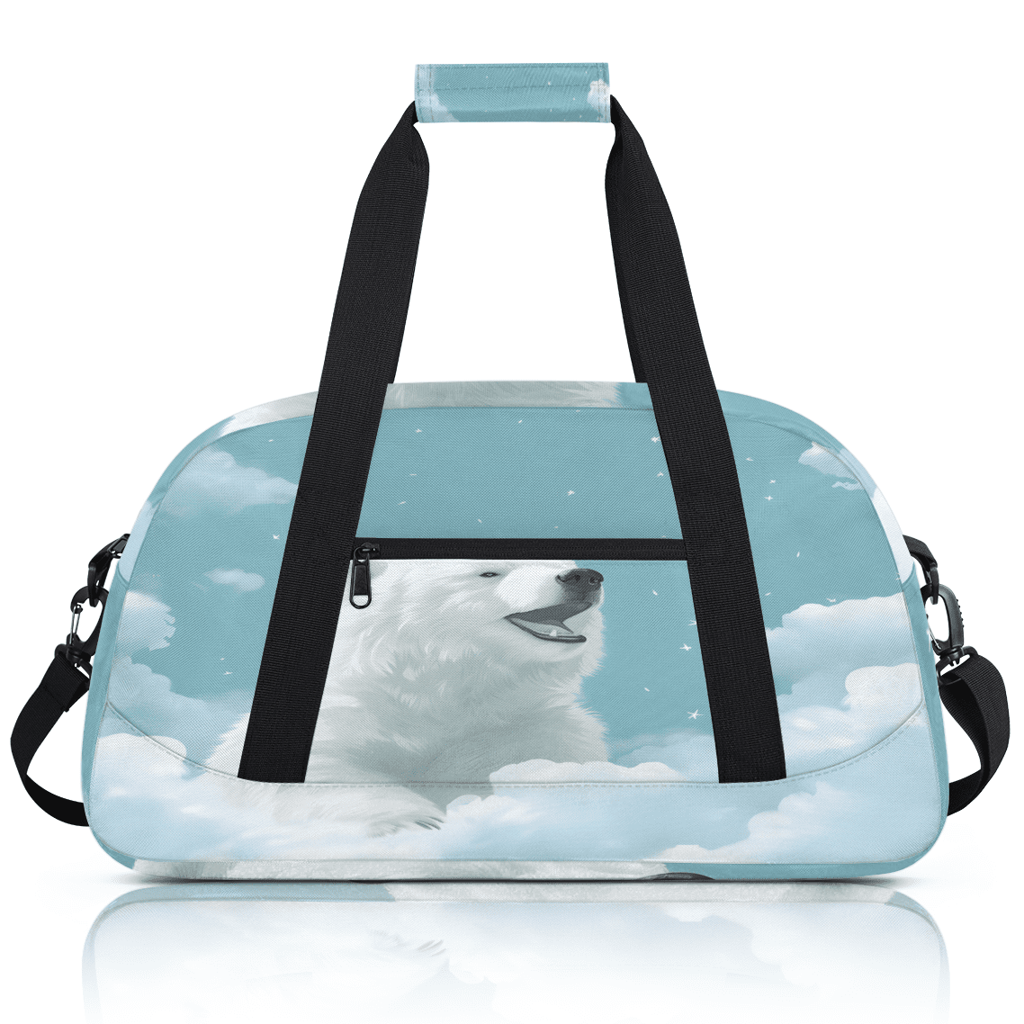 Herdesigns White Bear Sports Duffle Bag for Women & Men, Bear Gym Bag Dance Bag Overnight Bag Carry On Weekender Travel Bag