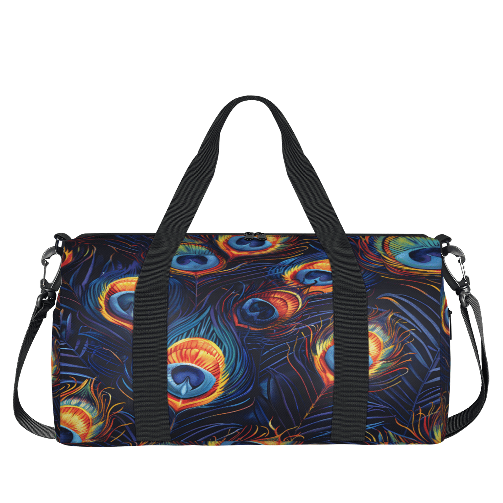 Herdesigns Wild Animal Peacock Feather Gym Bag for Women, Duffle Bag for Travel Sport, Lightweight Waterproof Carry on Weekender Dance Yoga Workout Bags