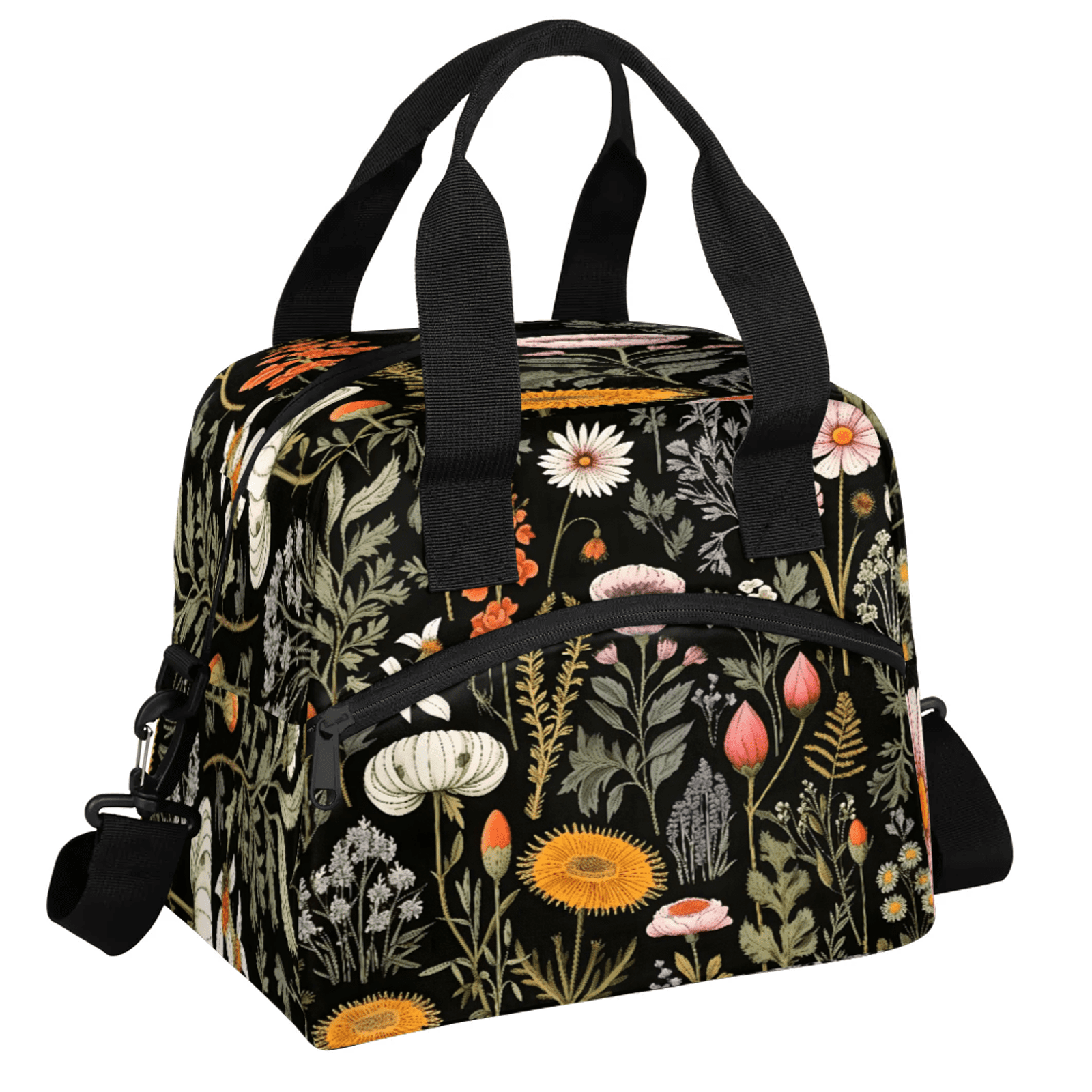 Herdesigns Wildflower Floral Flower Insulated Lunch Bag for Women Men Adult, Reusable Insulated Cooler Lunch Box Lunch Tote Bag for Work Picnic Beach