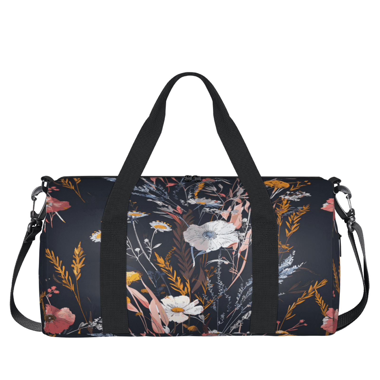 Herdesigns Wildflowers Plant Flower Floral Gym Bag for Women, Duffle Bag for Travel Sport, Lightweight Waterproof Carry on Weekender Overnight Dance Yoga Workout Bags