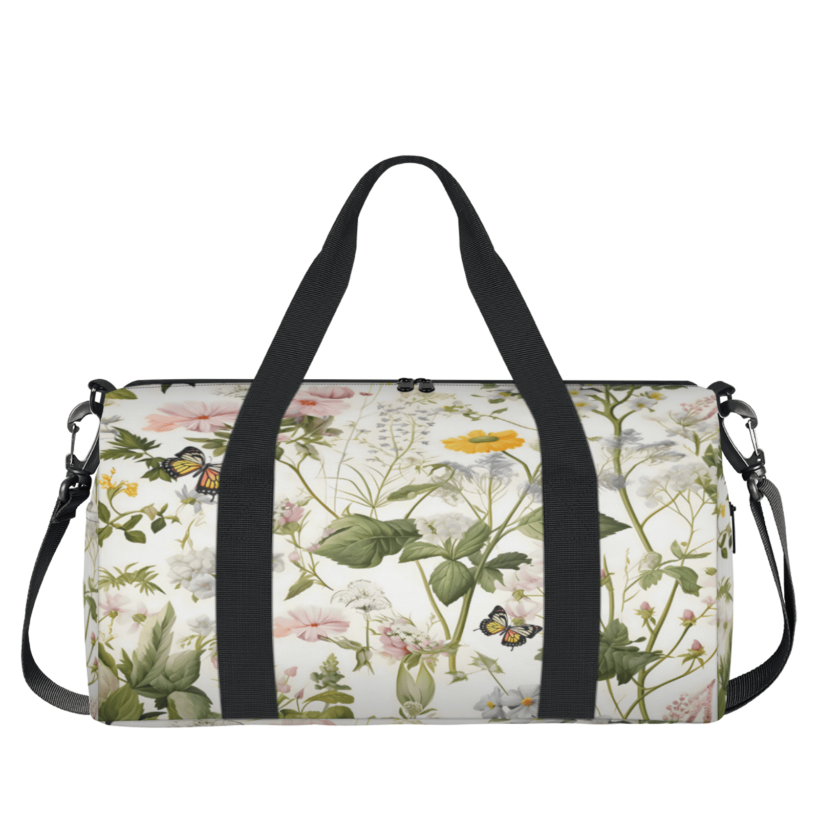 Herdesigns Wildflowers Plants Gym Bag for Women, Duffle Bag for Travel Sport, Lightweight Waterproof Carry on Weekender Overnight Dance Yoga Workout Bags