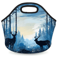 thumbnail image 1 of Herdesigns Wildlife Elk Deer Insulated Neoprene Lunch Bag for Women Men Lunch Box Washable Reusable Lunch Tote Lightweight Lunch Handbag for Work Outdoor Picnic, 1 of 7