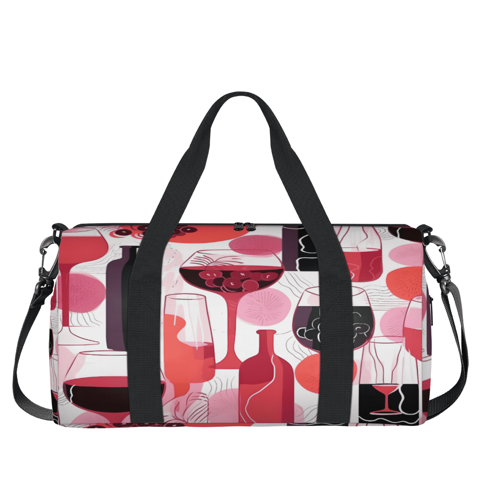 Herdesigns Wine Theme Gym Bag for Women, Duffle Bag for Travel Sport, Grape Wine Design Lightweight Waterproof Carry on Weekender Dance Yoga Workout Bags
