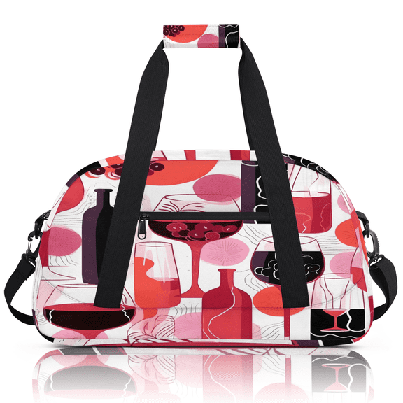 Herdesigns Wine Theme Sports Duffle Bag for Women & Men, Grape Wine Design Gym Bag Dance Bag Overnight Bag Carry On Weekender Travel Bag