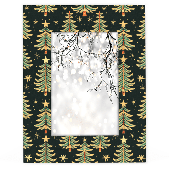 Herdesigns Winter Forest 4x6 Picture Frame Christmas Tree Wood Photo Frame Table Display or Wall Hanging Decoration for Vertical or Horizontal Display