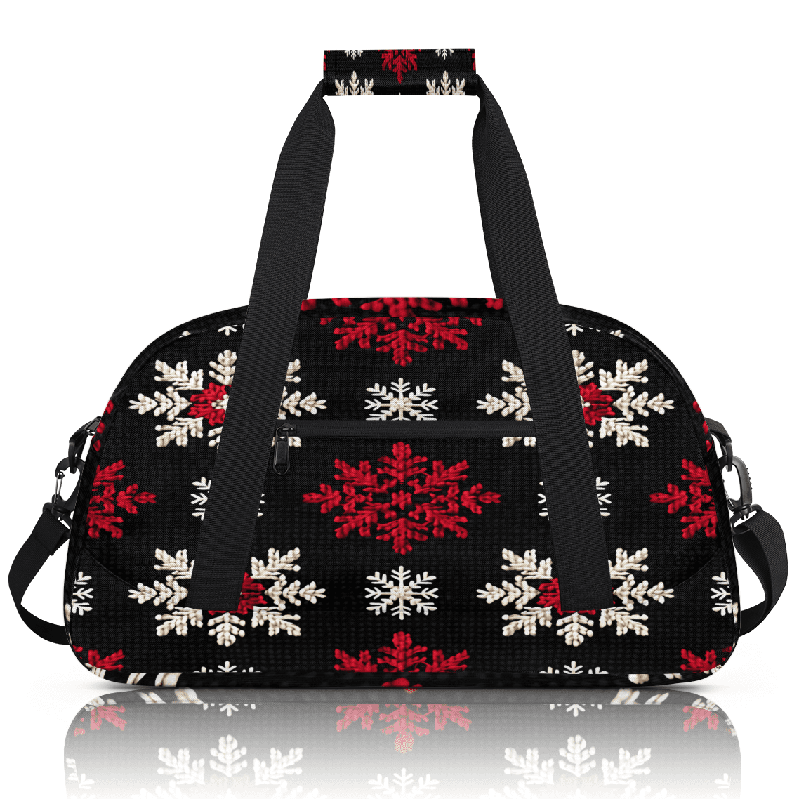 Herdesigns Sports Duffle Bags Travel Duffle Bag Gym Bag Red White Snowflakes Weekender Travel Bag Waterproof Overnight Bag Carry On Travel Tote Bag Dance Bags