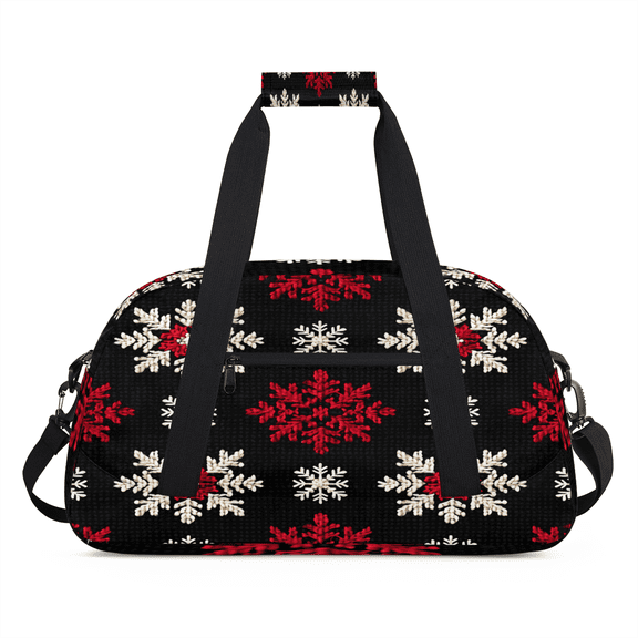 Herdesigns Winter Snowflake Travel Sports Duffel Bag for Women Men, Lightweight Overnight Weekender Bag for Camping Hiking, Christmas