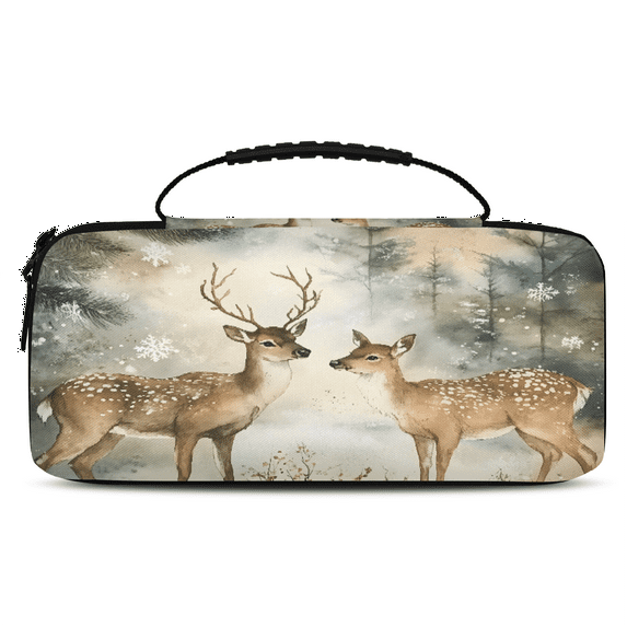 Herdesigns Winter Wonderland Deer Carrying Case for Nintendo Switch 2 with 20 Game Card Slots, Portable Travel Carry Case for Accessories and Console
