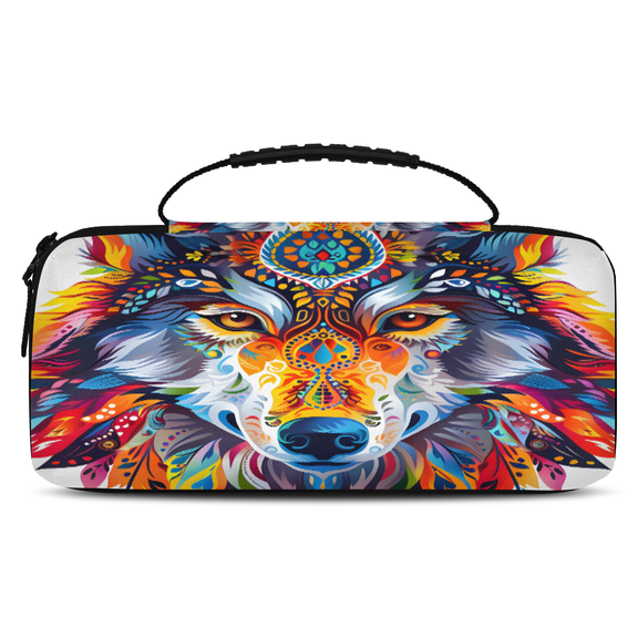 Herdesigns Wolf Carry Case Compatible with Nintendo Switch 2, with 20 Game Card Slots, Boho Portable Travel Carrying Case Pouch for Accessories & Games