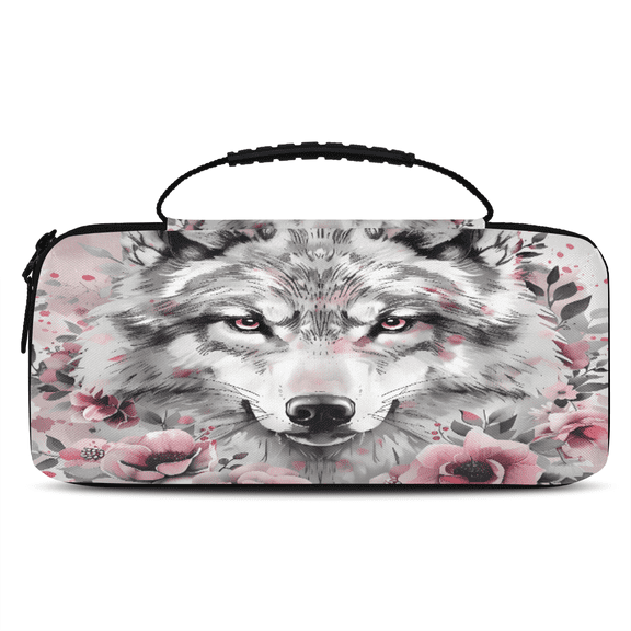 Herdesigns Wolf Carry Case Compatible with Nintendo Switch 2017 & Oled 2021, with 20 Game Card Slots, Wolves Portable Travel Carrying Case Pouch for Accessories & Games