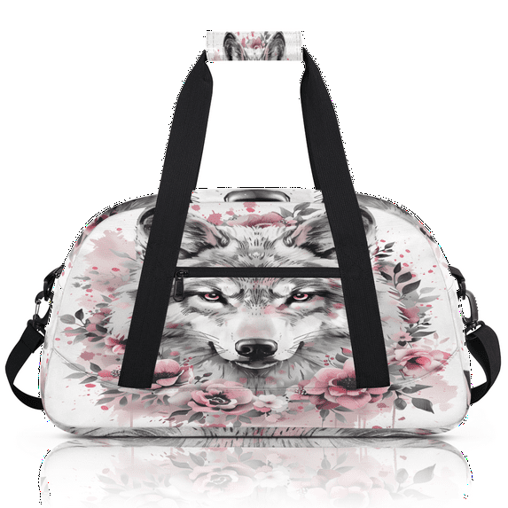 Herdesigns Wolf Sports Duffle Bag for Women & Men, Wolves Gym Bag Dance Bag Overnight Bag Carry On Weekender Travel Bag