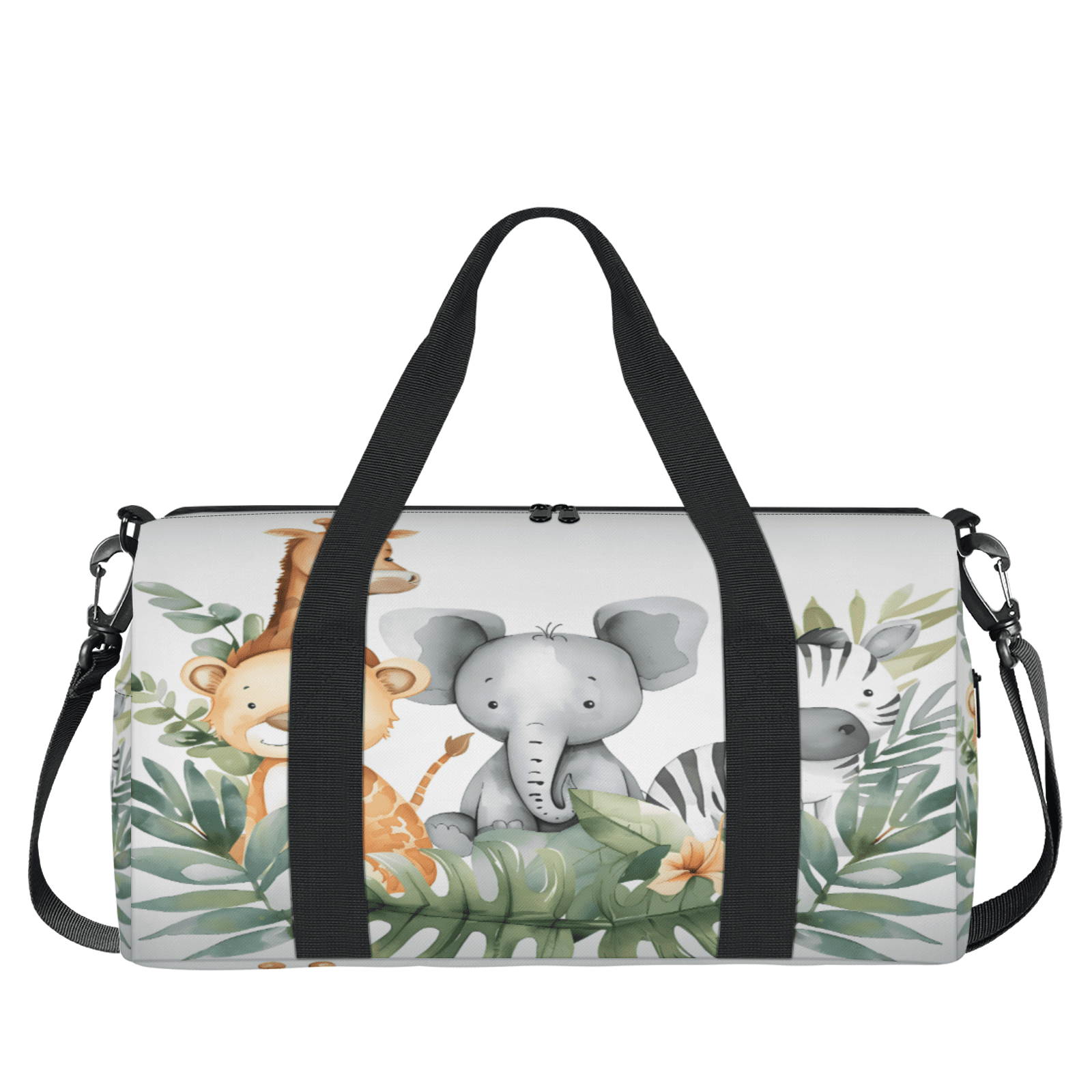 Herdesigns Woodland Jungle Funny Cute Animals Gym Bag for Women, Duffle Bag for Travel Sport, Lightweight Waterproof Carry on Weekender Overnight Dance Yoga Workout Bags