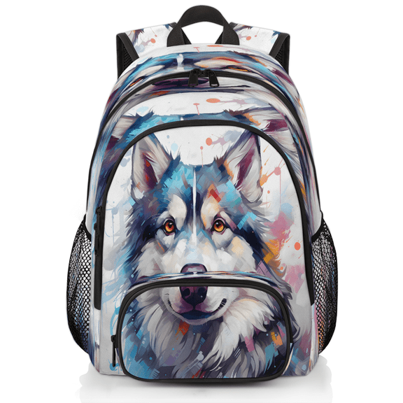 Herdesigns Wtaercolor Husky Dog Laptop Backpack for Women Men, 18.3 Inch Large Computer Backpacks Fashion Teacher Nurse Bag Casual Daypack for Work Travel