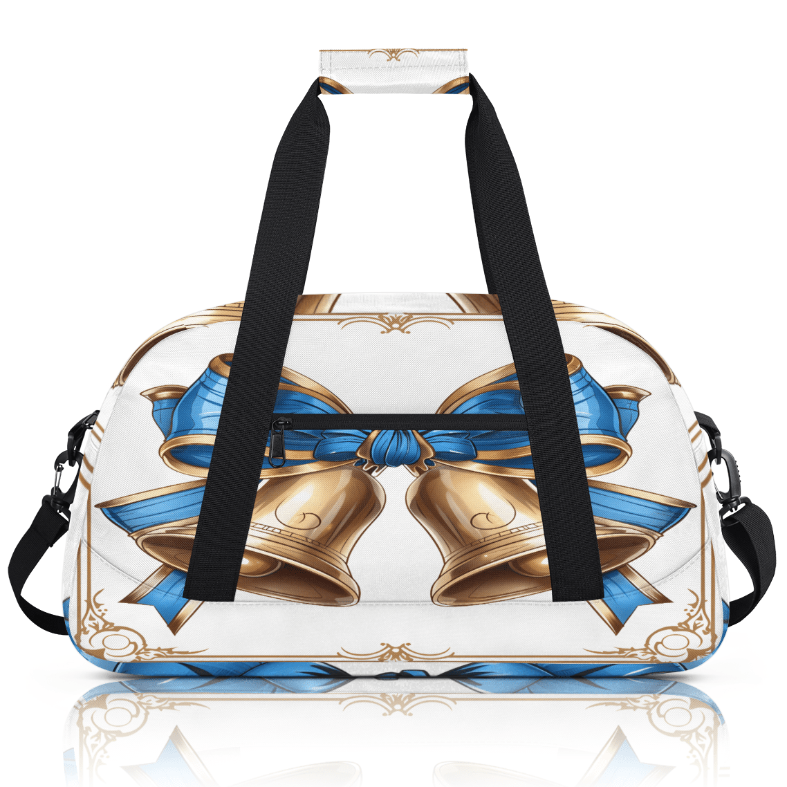 Herdesigns Xmas Bells Sports Duffle Bag for Women & Men, Christmas Gym Bag Dance Bag Overnight Bag Carry On Weekender Travel Bag