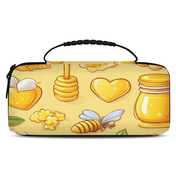 Herdesigns Yellow Carry Case Compatible with Nintendo Switch 2, Protective Travel Switch Carrying Case with 20 Game Card Slots for Switch Console & Accessories,Honeycomb Bee