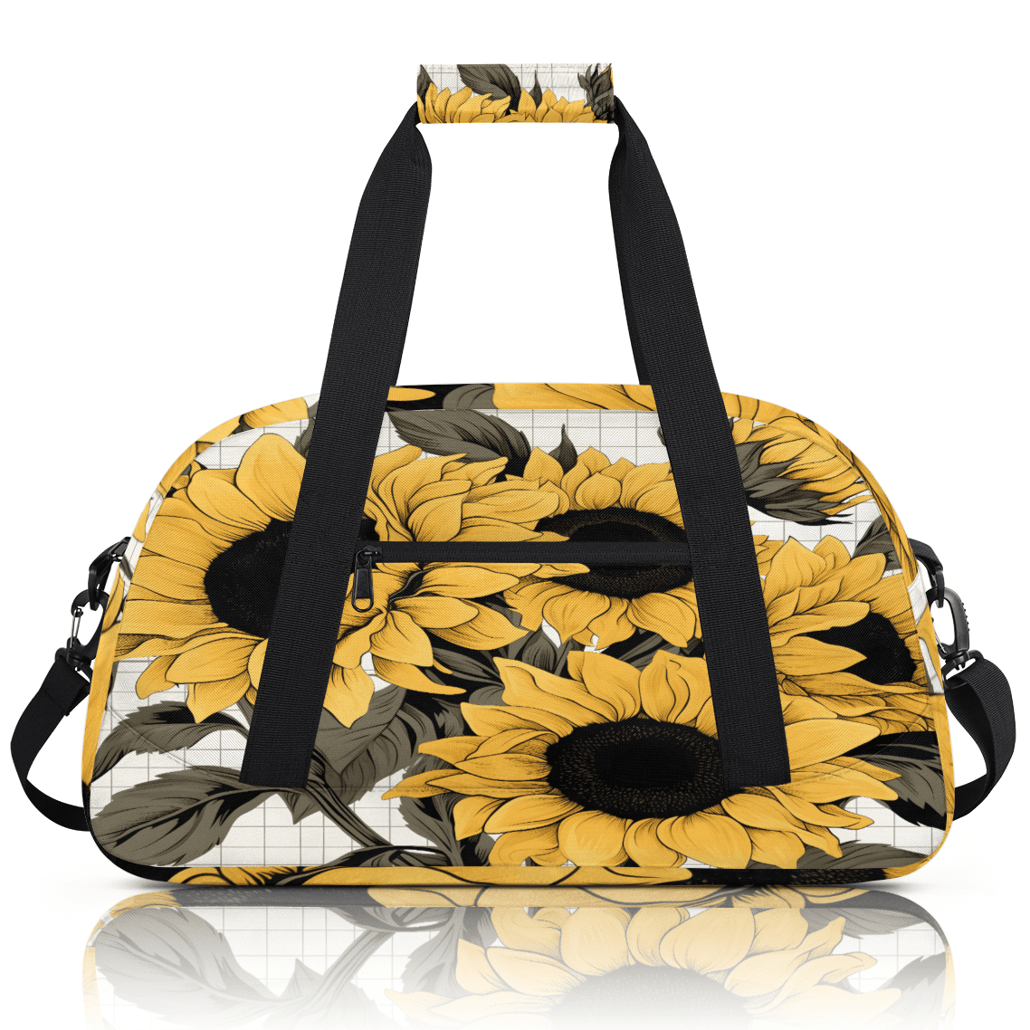 Herdesigns Yellow Sunflower Sports Duffle Bag for Women & Men, Gym Bag Dance Bag Overnight Bag Carry On Weekender Travel Bag