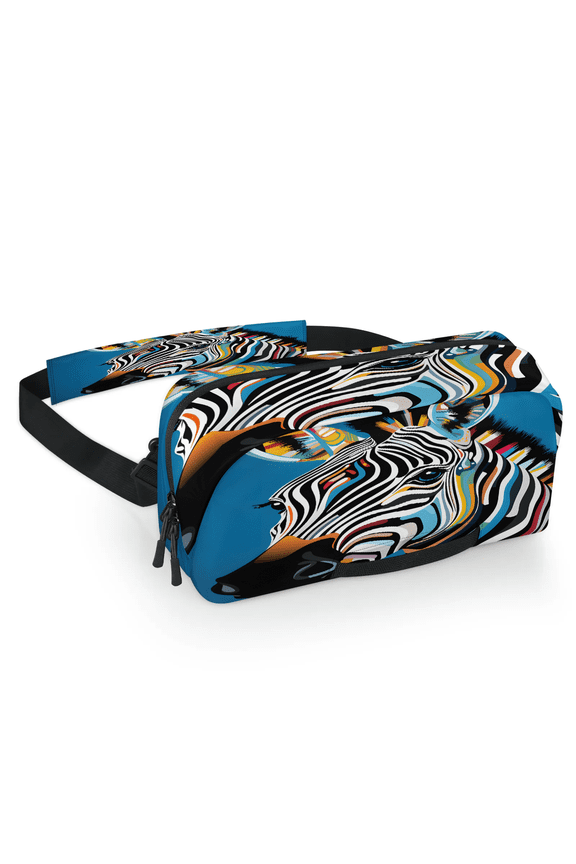 Zebra Carrying Case Bag for Gaming Console, Waterproof Travel Crossbody Sling Bag Compatible with Nintendo Switch 2, Adjustable Shoulder Strap Chest Bag, Wildlife Animal