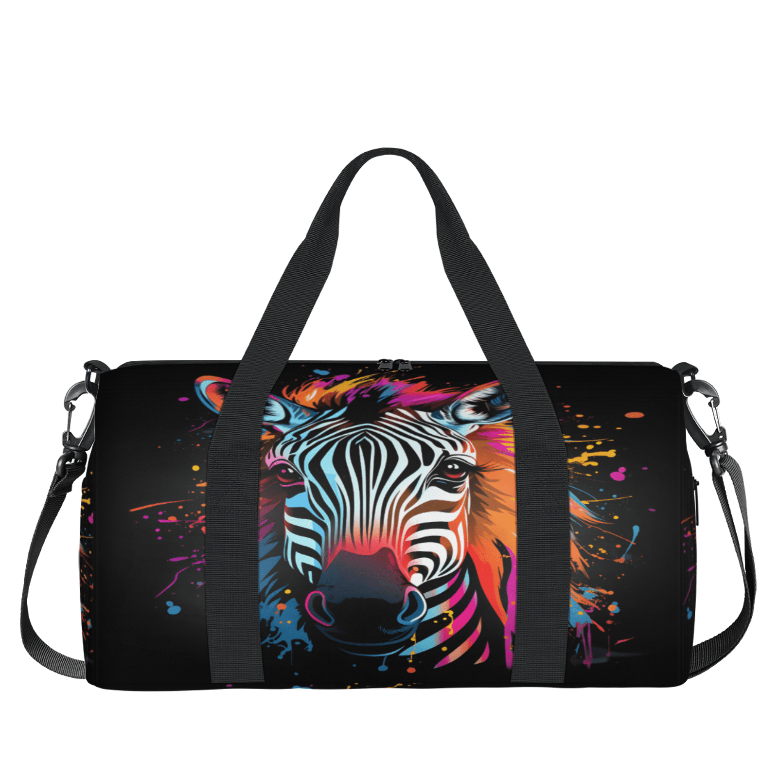 Herdesigns Zebra Gym Bag for Women, Duffle Bag for Travel Sport, Colorful Lightweight Waterproof Carry on Weekender Dance Yoga Workout Bags