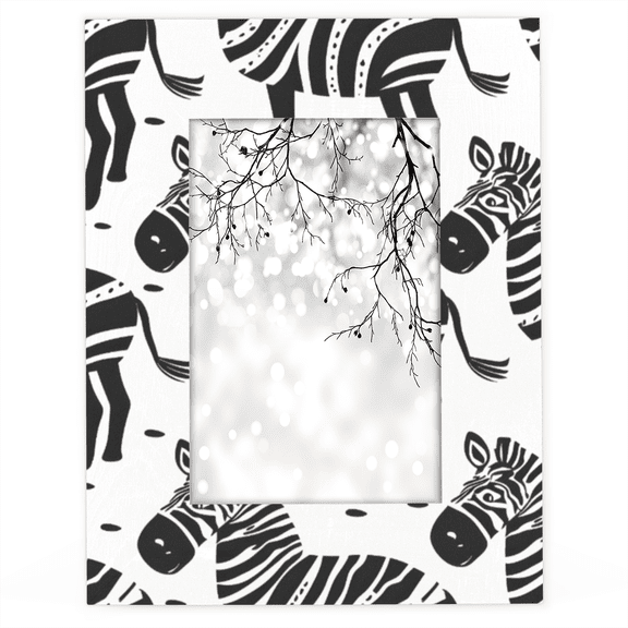 Herdesigns Zebra Pattern 5x7 Picture Frame, Animal Wood Photo Frame for Living Room Bedroom, Vertical & Horizontal Display
