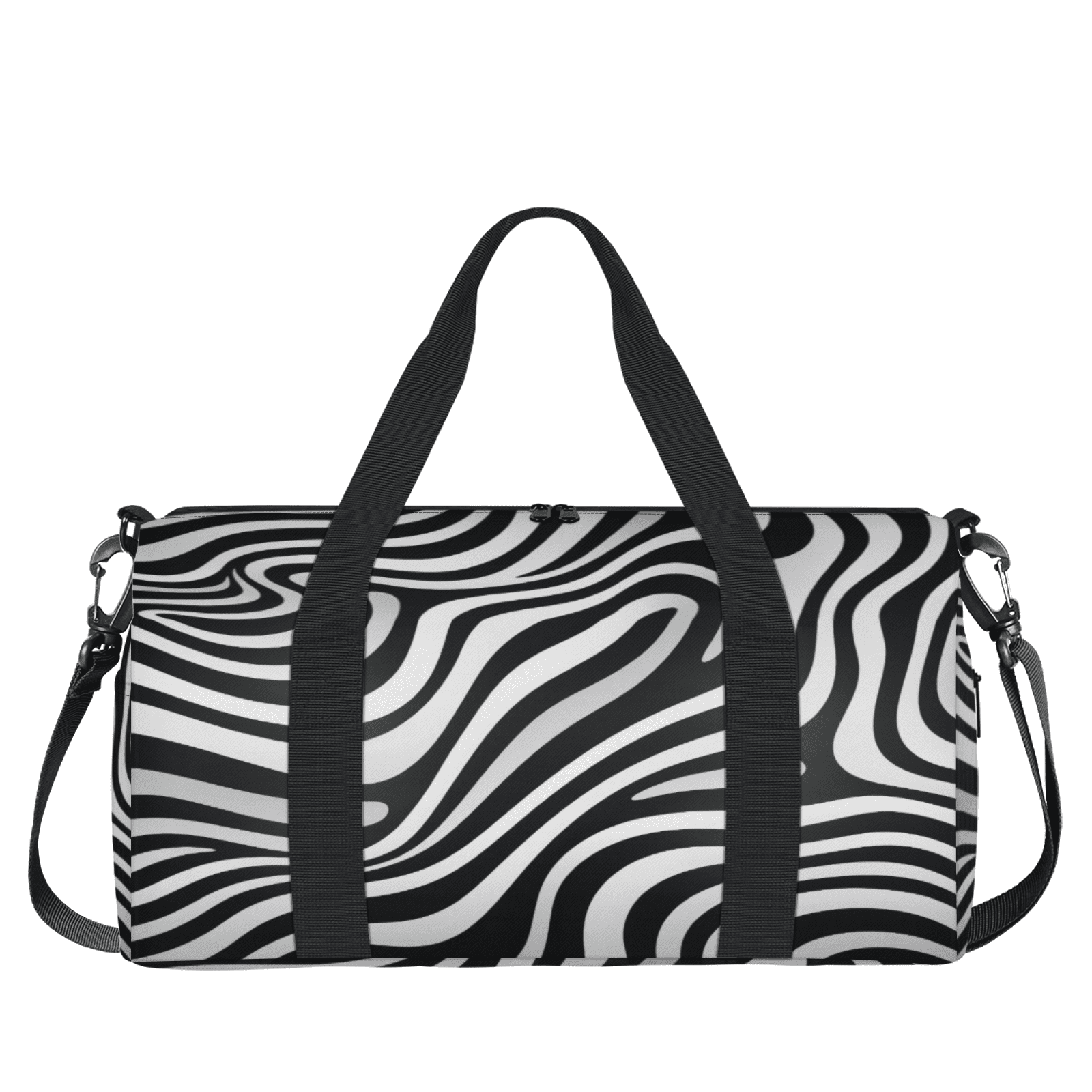 Herdesigns Zebra Printed Travel Duffle Bag Sports Yoga Weekender Overnight Carry on Workout Bags Lightweight Waterproof Gym Tote Bag for Women