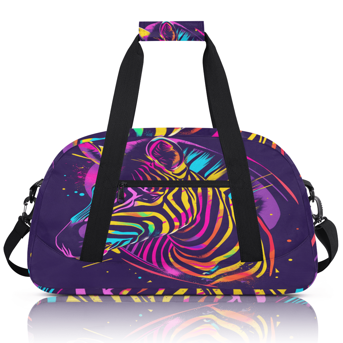 Herdesigns Zebra Sports Duffle Bag for Women & Men, Gym Bag Dance Bag Overnight Bag Carry On Weekender Travel Bag
