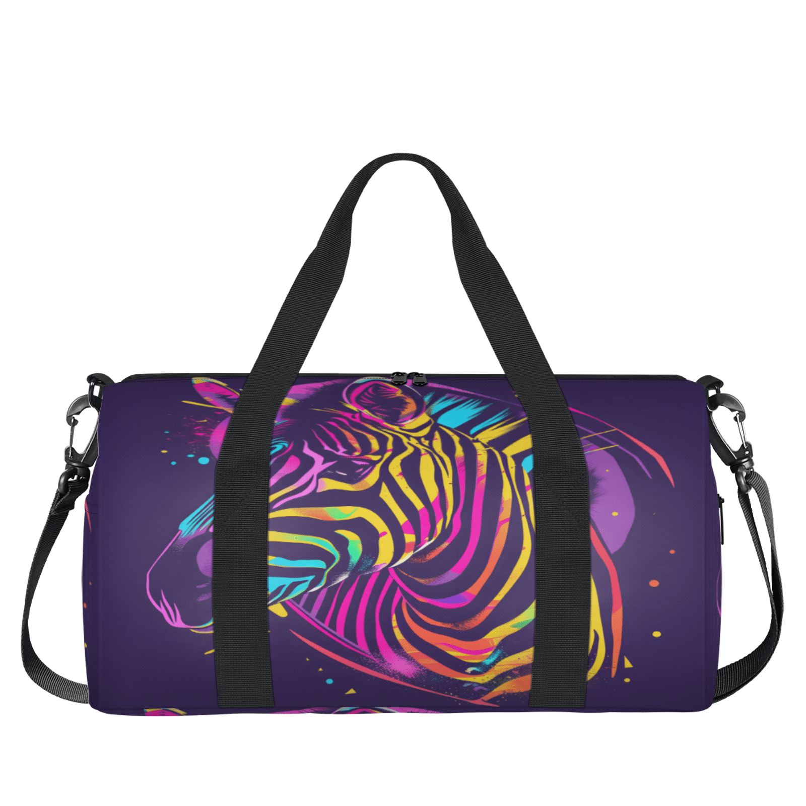 Herdesigns Zebra Travel Duffle Bag Sports Yoga Weekender Overnight Carry on Workout Bags Lightweight Waterproof Gym Tote Bag for Women