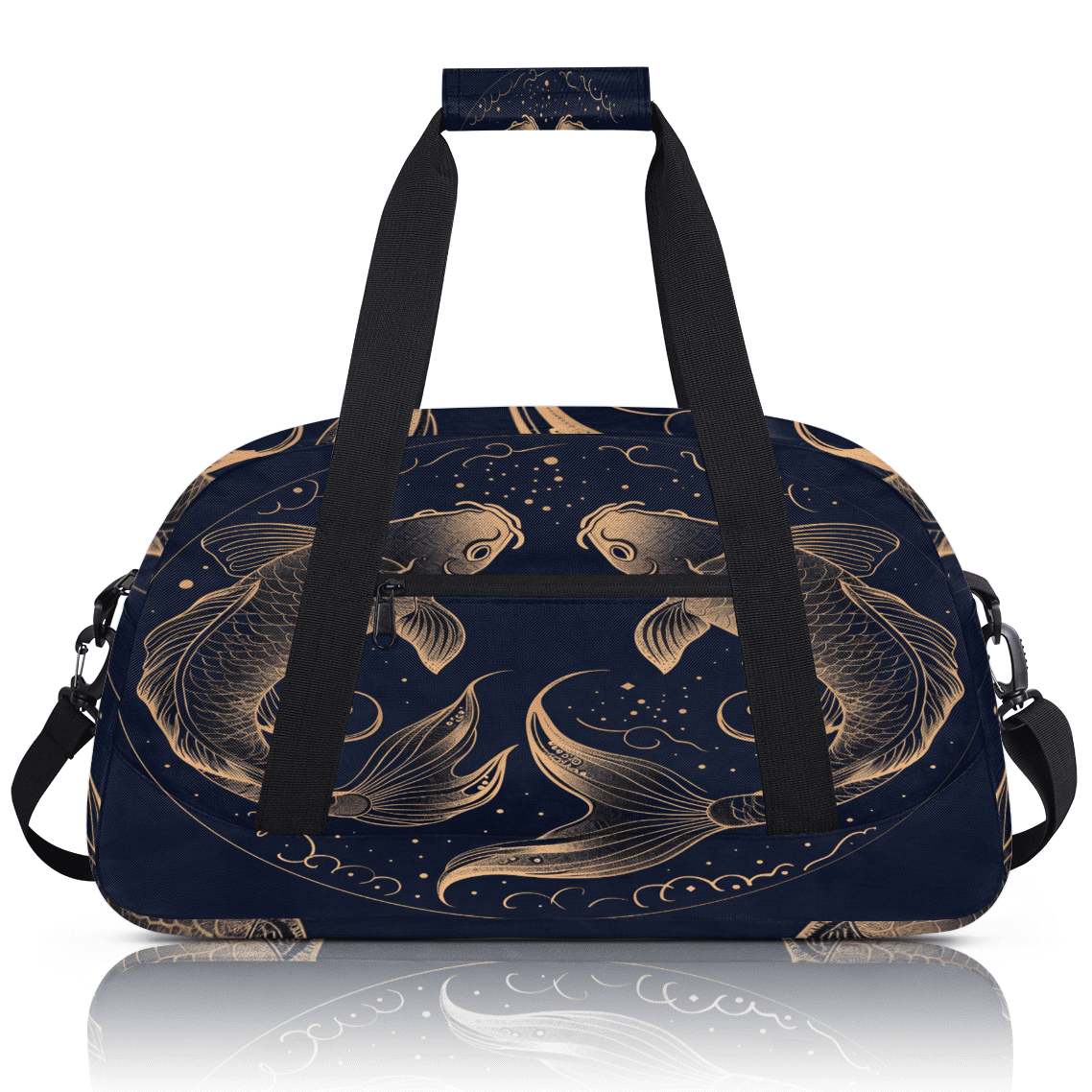 Herdesigns Zodiac Sports Duffle Bag for Women & Men, Pisces Vintage Fish Gym Bag Dance Bag Overnight Bag Carry On Weekender Travel Bag