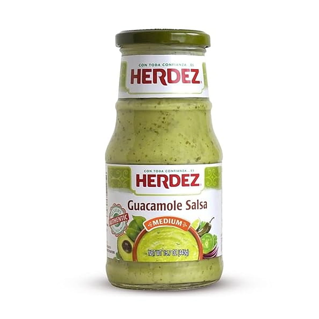 Herdez Guacamole Salsa, Medium, 15.7 oz
