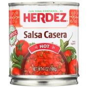 (12 pack) HERDEZ Salsa Casera Hot, Tortilla Chip Dip, Shelf Stable, 7 oz Steel Can