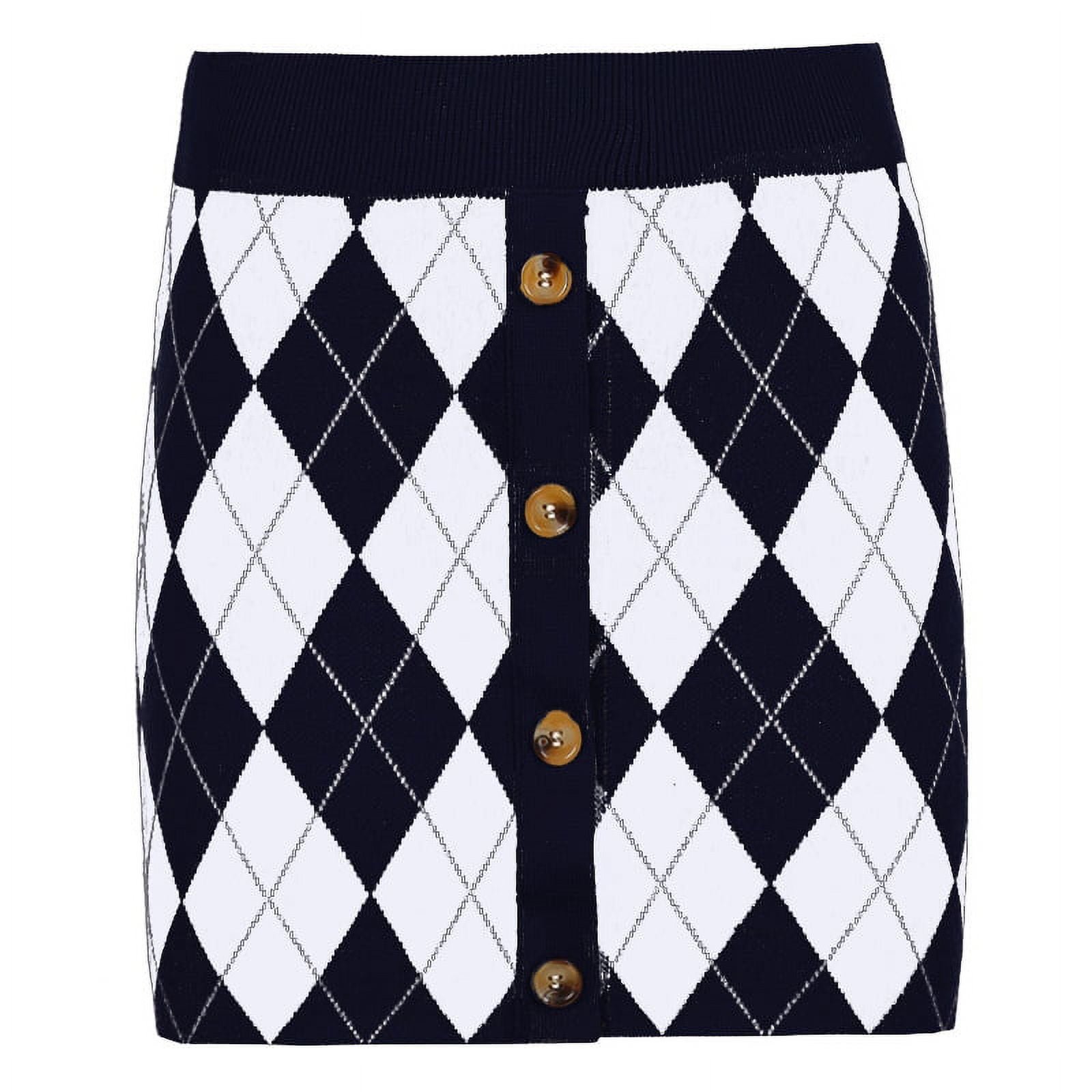 Black and top white argyle skirt