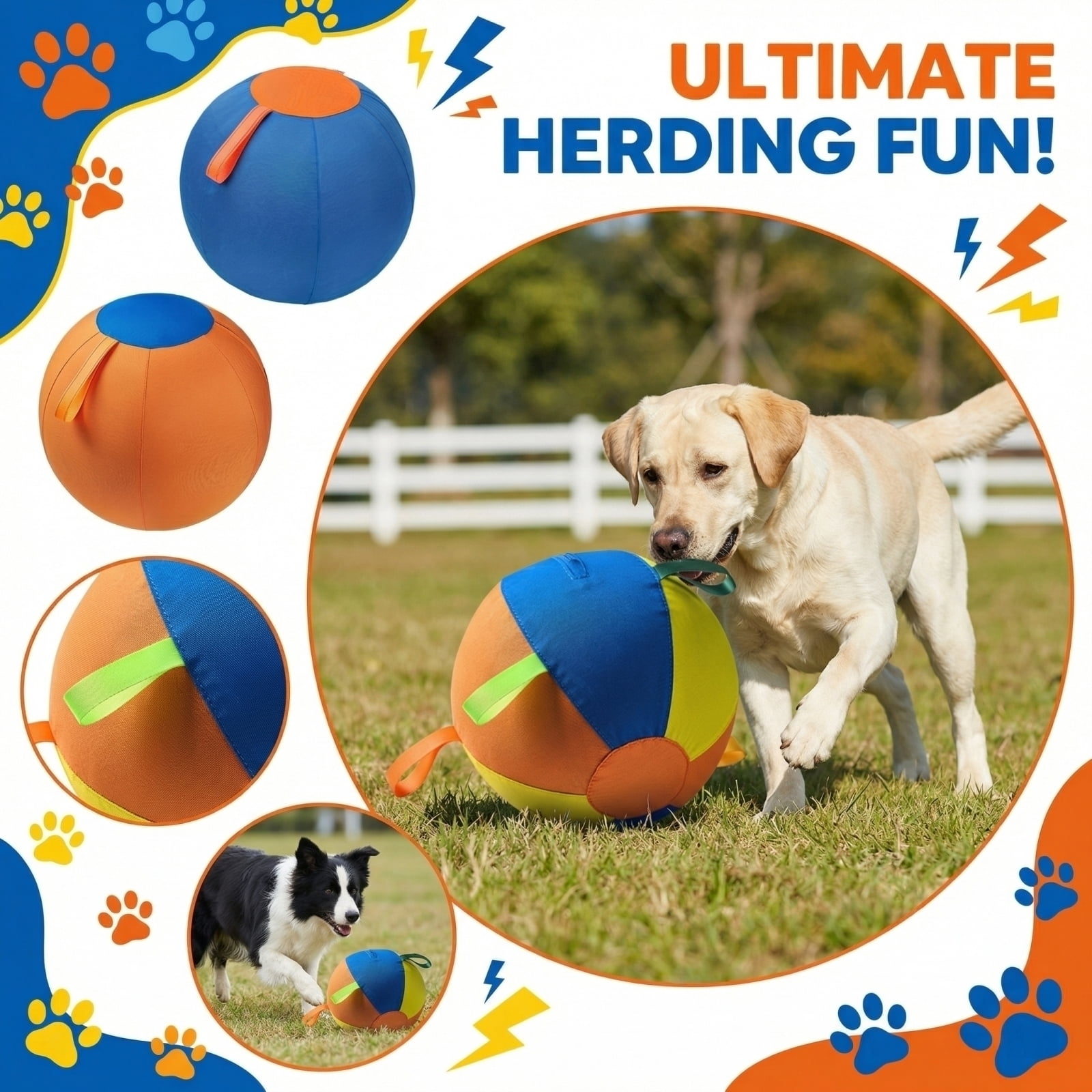 Herding Ball for Dogs, Blue Durable Dog Herding Ball, Dog Mental Stimulation Toys for Valentines, Interactive Dog Toys for Large and Medium Breeds, Check This Engaging Dog Toys