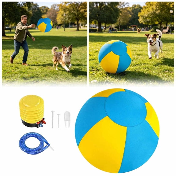 Herding Ball for Dogs, Heavy Duty Dog Training Ball with Handles for Medium Large Breeds, Enhanced Chew Resistant Outdoor Interactive Toy for Border Collies Aussies Heelers