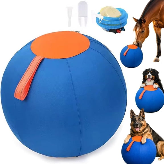 Herding Ball for Dogs& Horses,Calming Jumbo Ball for Dogs,Giant Tear-Resistant Inflatable DogBall Toy with Handle Cover & Pump,for Australian Shepherd,Border Collie,HorseBalls for Play HeardingBall