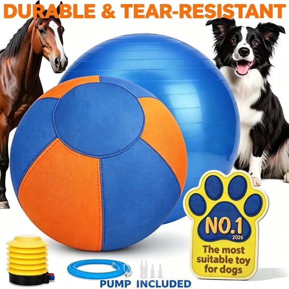 Herding Ball for Dogs, 10" Enhanced Chew Resistance & Heavy-Duty Material, Dog Toy Agility Equipment for Australian Shepherds, Collies with Inflator