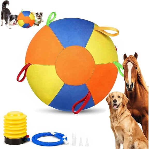 Herding Ball for Dogs Large, 9.84 Inch Bite Proof Dog Herding Ball with Handles, Instinct Ball for Australian Shepherd Border Collie, with Pump