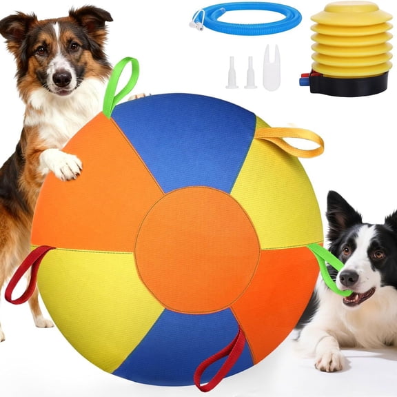 Herding Ball for Dogs with Grab Tabs, Inflatable Interactive Heavy Duty Soccer Ball for Large Medium Dogs, Durable Pet Toy for Exercise & Training