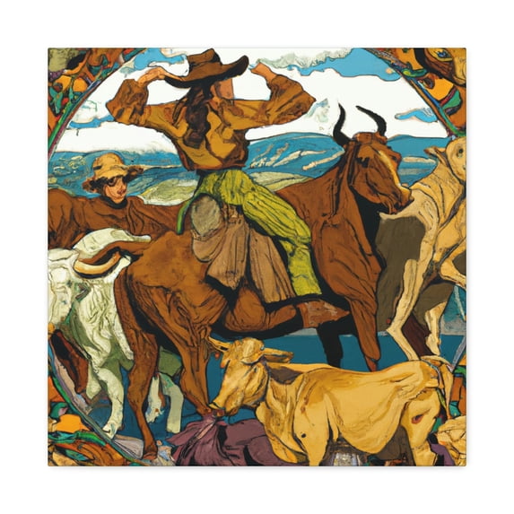 Herding Cattle Home - Canvas