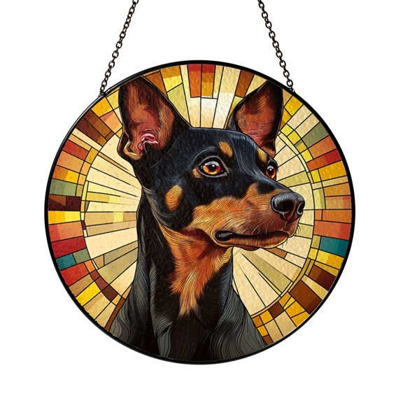 Herding Dog Round Suncatcher – Stained Glass Style Window Decor